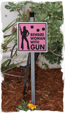Beware Woman With Gun Signs or Sticker-5
