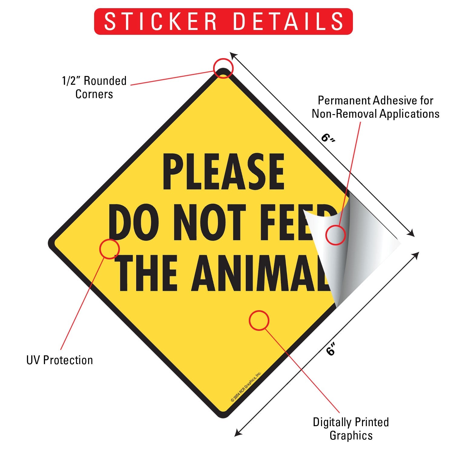 Please Do Not Feed the Animal Signs or Sticker - 0