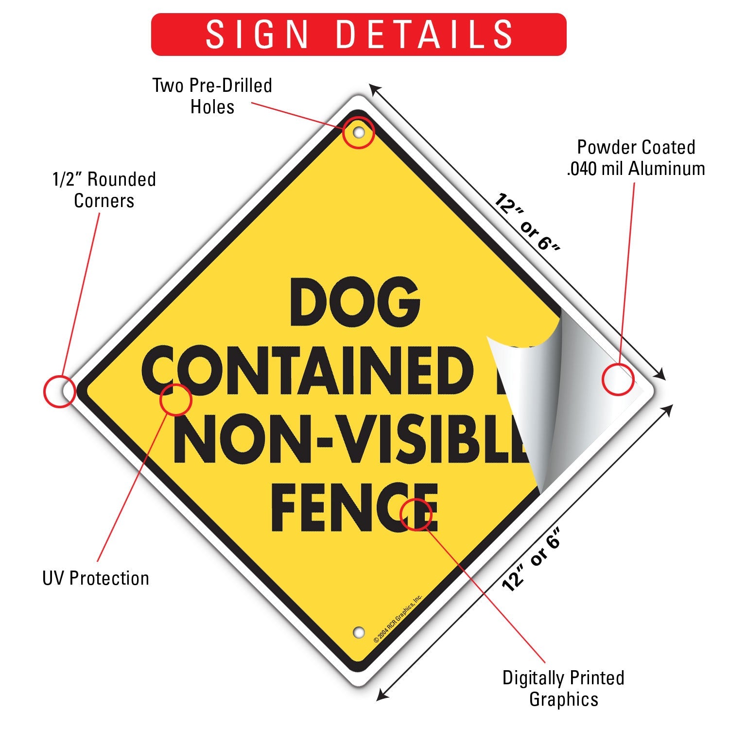 Dog Contained Non-Visible Fence Signs or Sticker