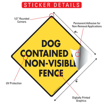 Dog Contained Non-Visible Fence Signs or Sticker - 0