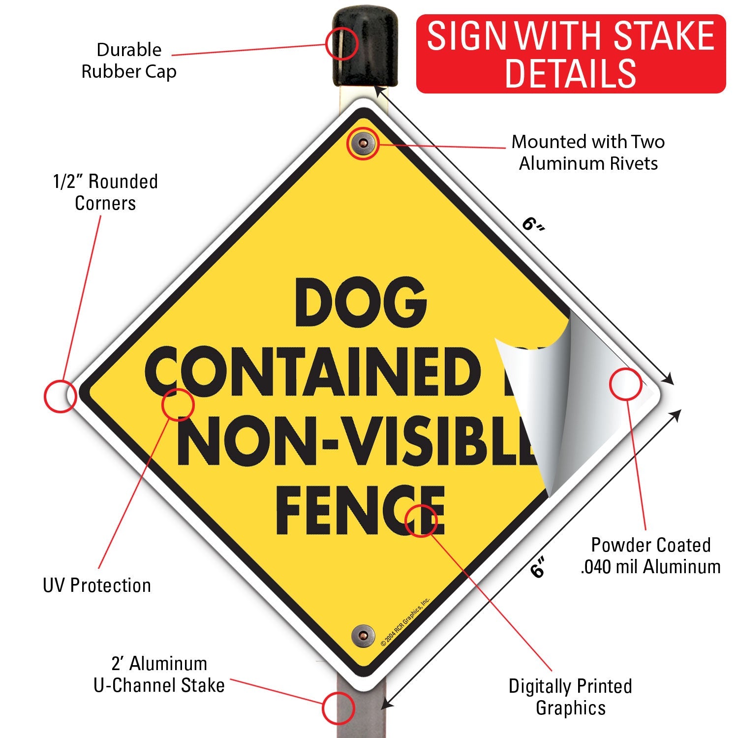 Dog Contained Non-Visible Fence Signs or Sticker