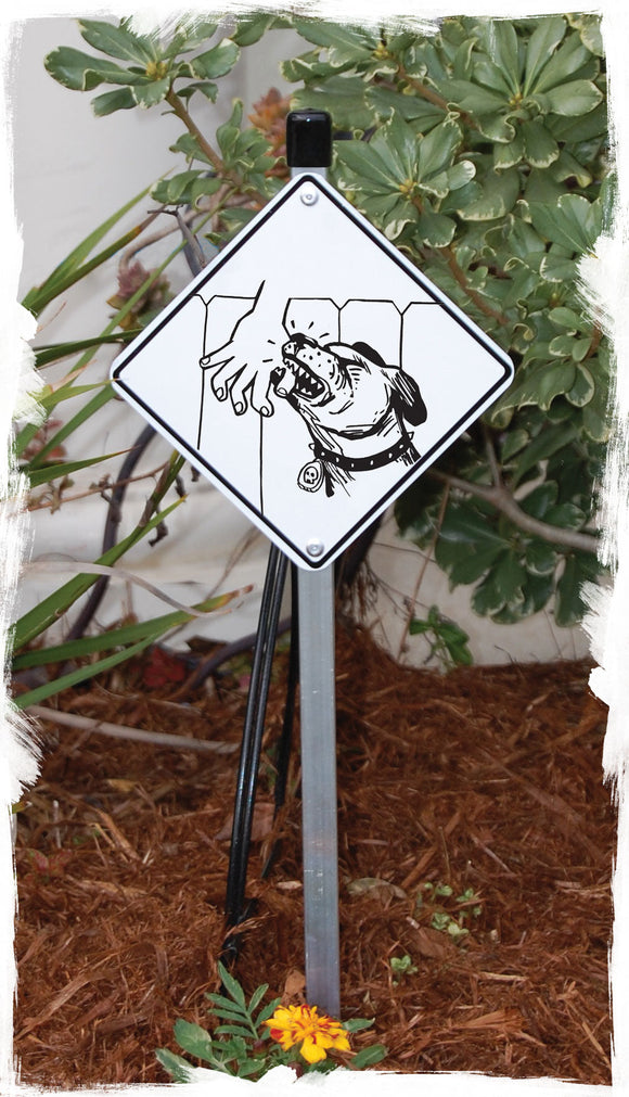 Reach Over the Fence Dog Signs or Sticker
