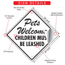 Pets Welcome - Children Must Be Leashed Signs or Sticker-3