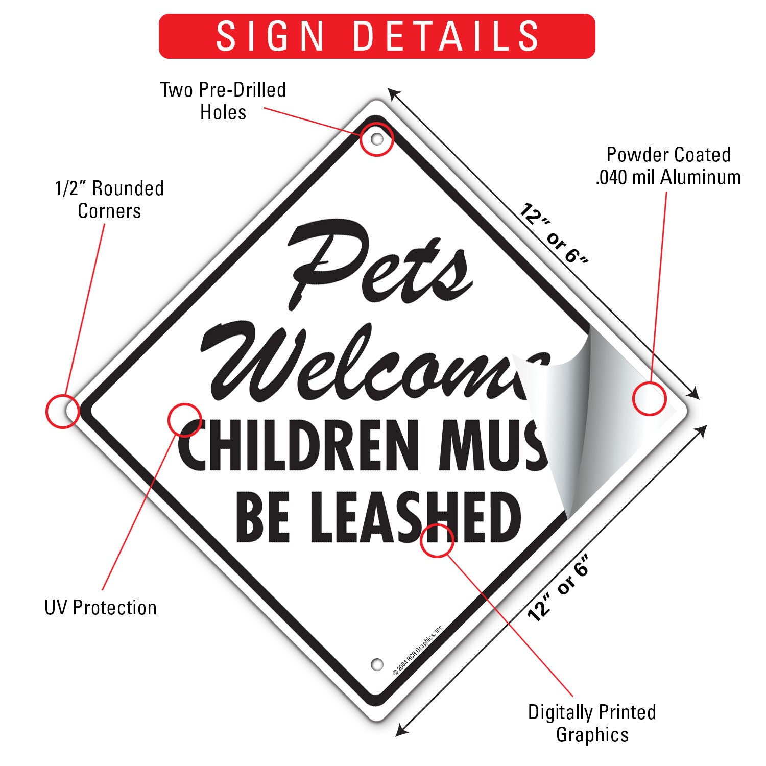 Pets Welcome - Children Must Be Leashed Signs or Sticker