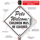 Pets Welcome - Children Must Be Leashed Signs or Sticker-4