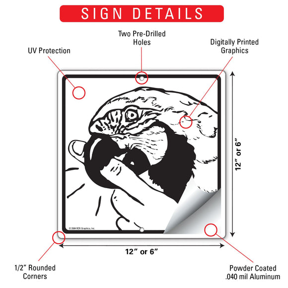 Warning! Parrot Biting Finger Bird Signs or Sticker