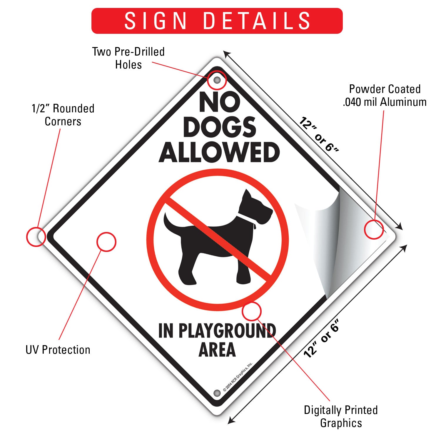 No Dogs Allowed in Playground Area Signs or Sticker