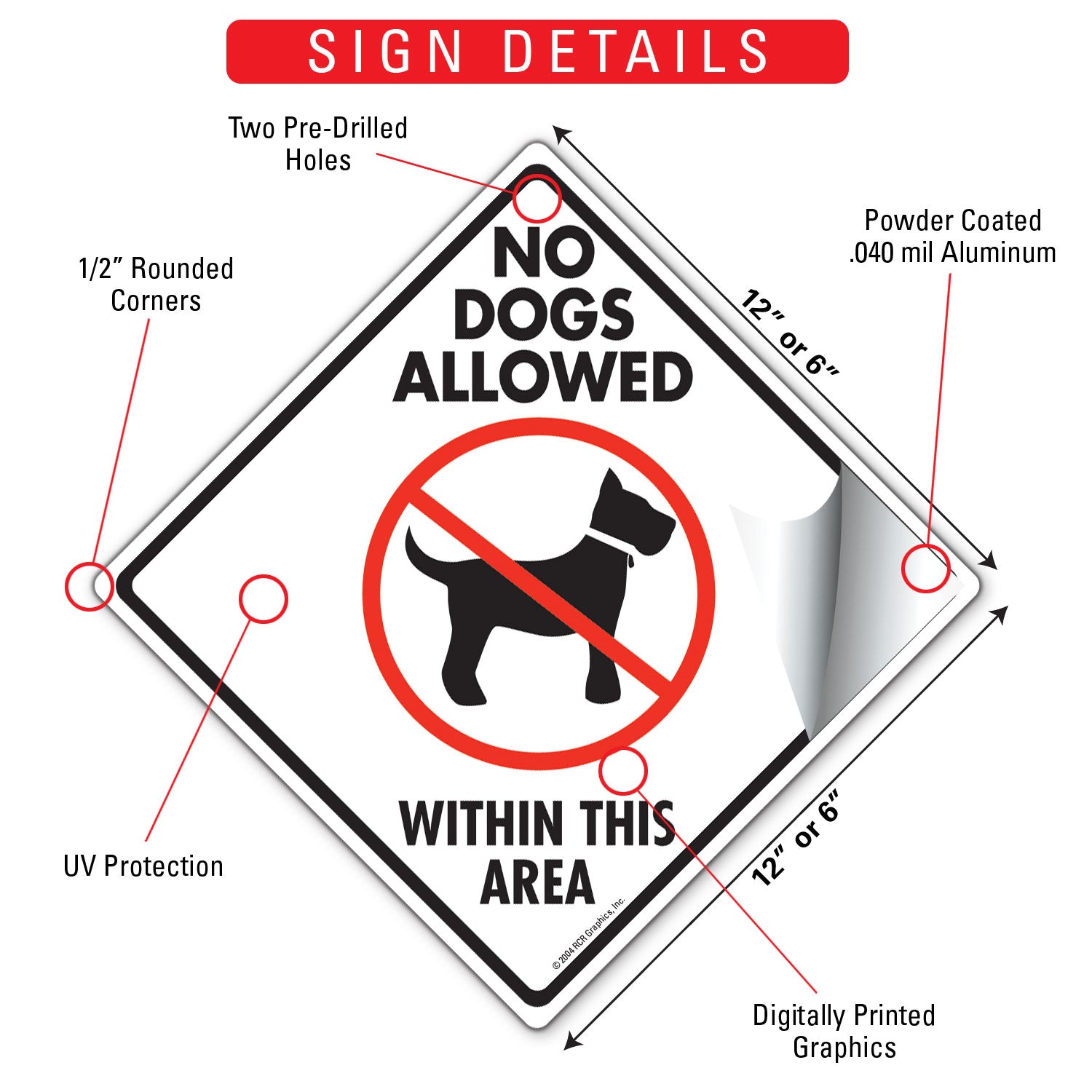 No Dogs Allowed within This Area Signs or Sticker