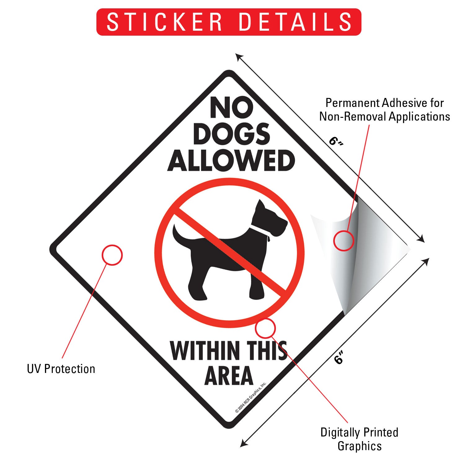 No Dogs Allowed within This Area Signs or Sticker - 0