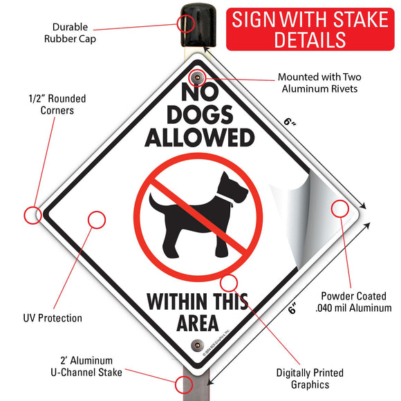 No Dogs Allowed within This Area Signs or Sticker
