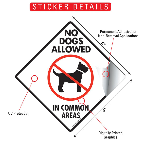 No Dogs Allowed in Common Areas Signs or Sticker