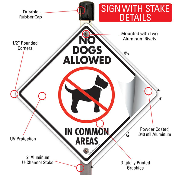 No Dogs Allowed in Common Areas Signs or Sticker