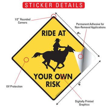 Ride At Your Own Risk Horse Aluminum Sign or Vinyl Sticker - Weatherproof Yard - 0