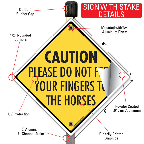 Caution! Do Not Feed Your Fingers To The Horses Signs or Sticker
