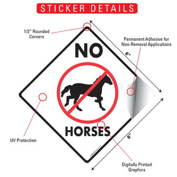 No Horses Aluminum Sign or Vinyl Sticker - Weatherproof Yard - 0