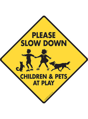 Please Slow Down Children Dog Sign or Sticker
