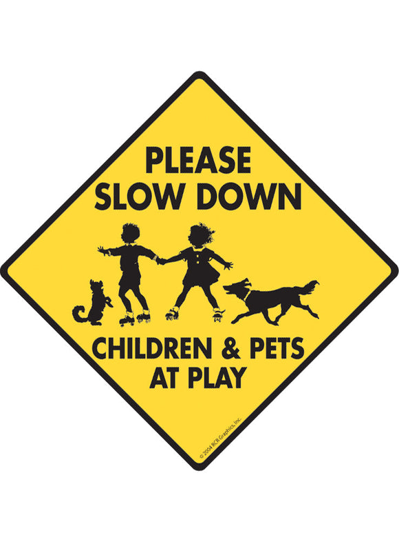 Please Slow Down Children Dog Sign or Sticker