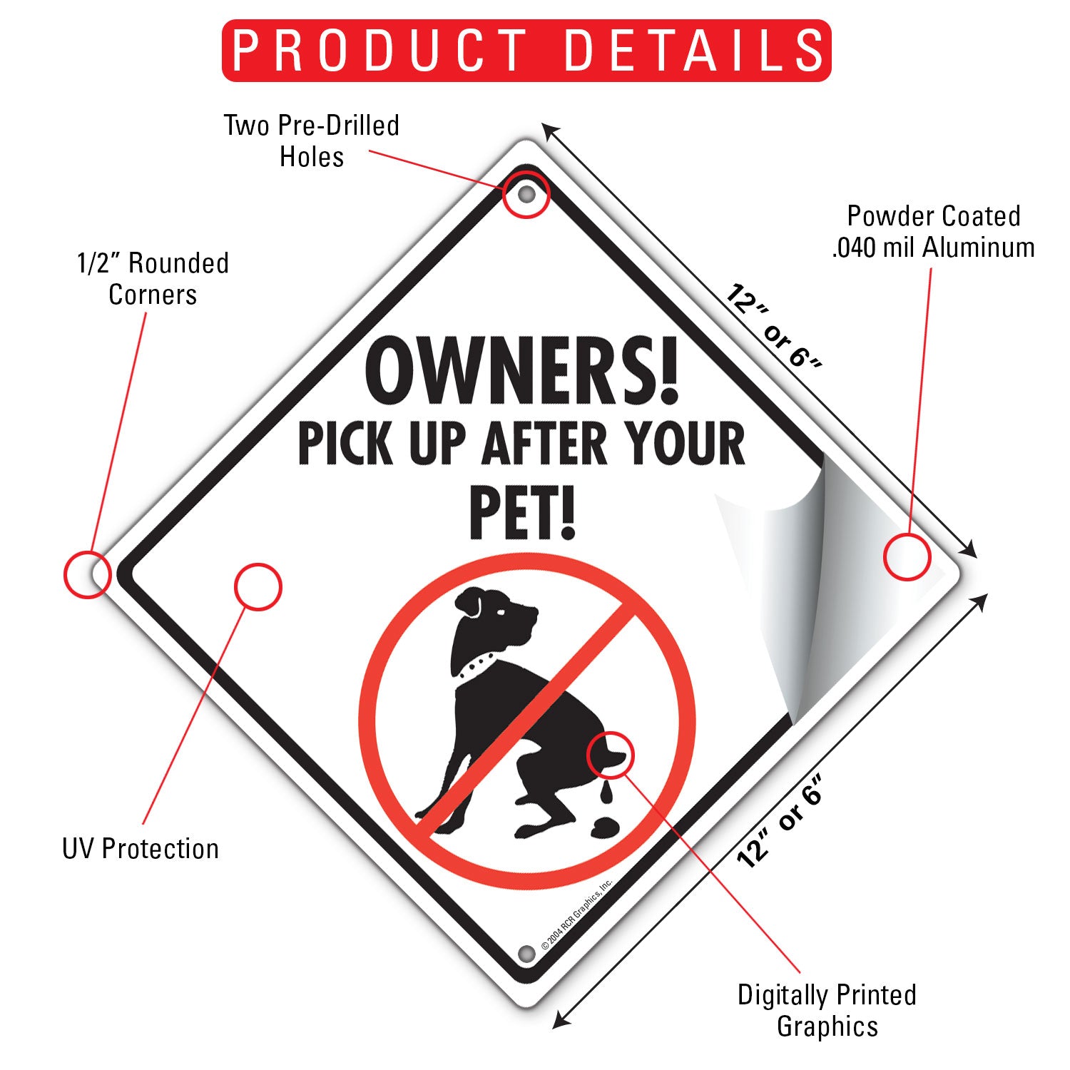 Pick Up After Your Pet Dog Poop Signs or Sticker