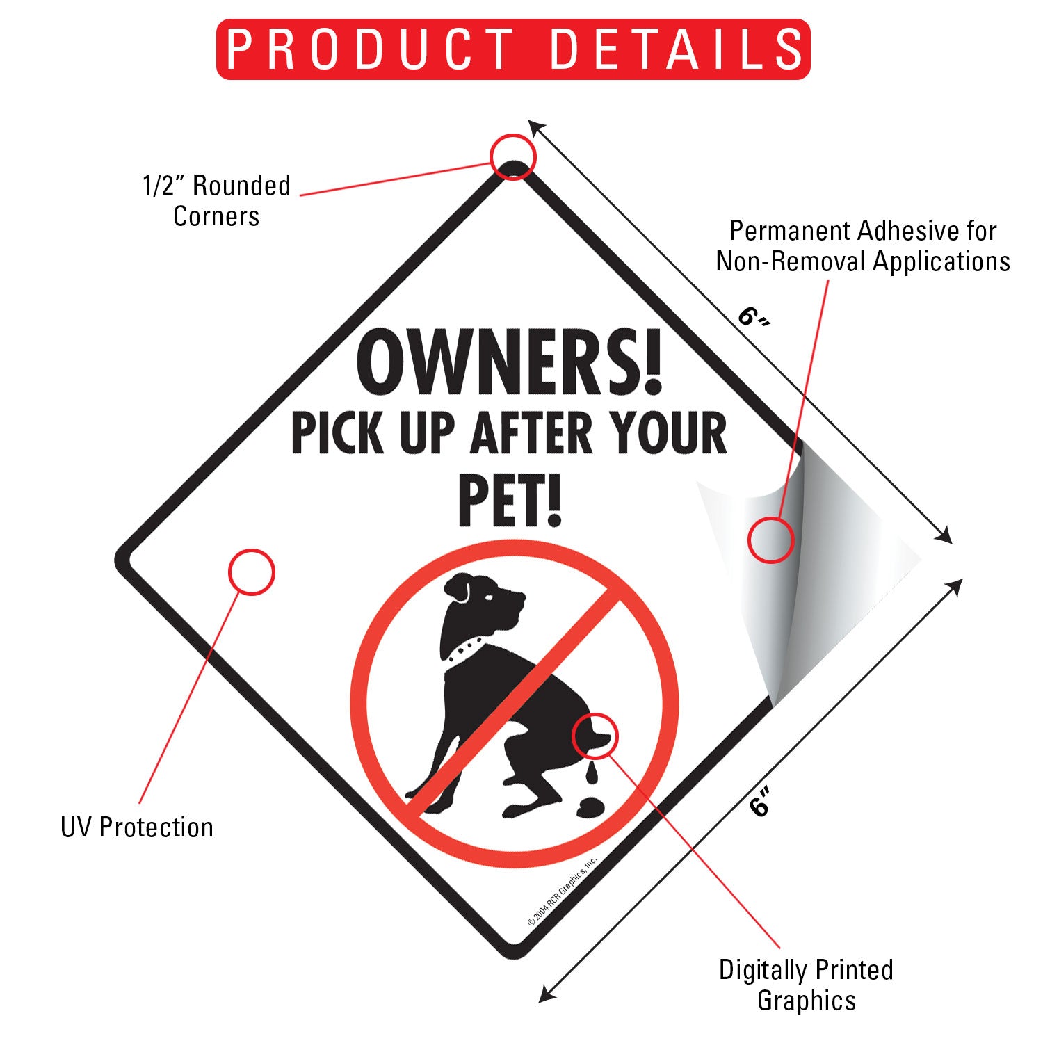 Pick Up After Your Pet Dog Poop Signs or Sticker - 0