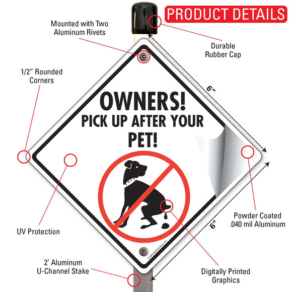 Pick Up After Your Pet Dog Poop Signs or Sticker