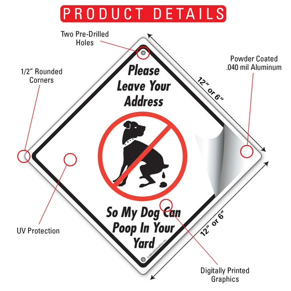 Leave Your Address Dog Poop Signs or Sticker
