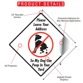 Leave Your Address Dog Poop Signs or Sticker - 0