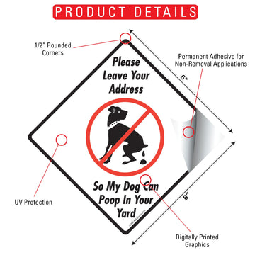 Leave Your Address Dog Poop Signs or Sticker - 0