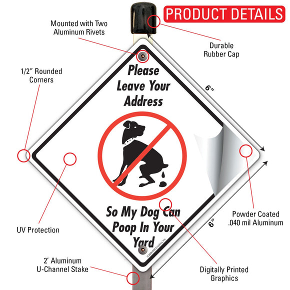 Leave Your Address Dog Poop Signs or Sticker
