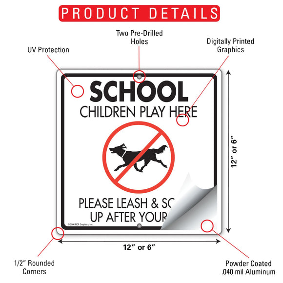 School Children Play Here Dog Poop Signs or Sticker