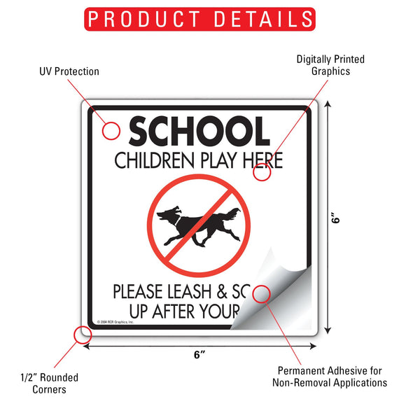 School Children Play Here Dog Poop Signs or Sticker