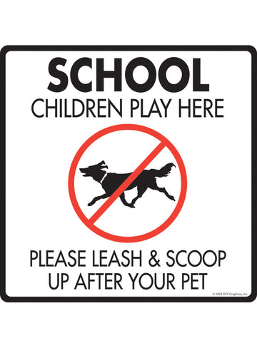 School Children Play Here Exterior Dog Pooping Aluminum Sign or Vinyl Sticker