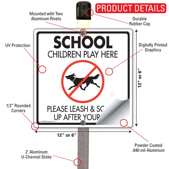 School Children Play Here Dog Poop Signs or Sticker