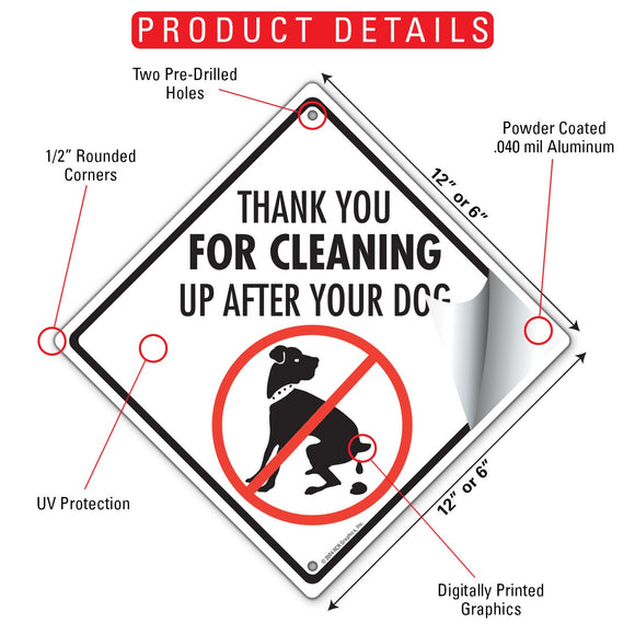 Thank You for Cleaning Up Dog Poop Signs or Sticker