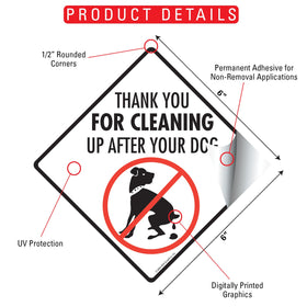 Thank You for Cleaning Up Dog Poop Signs or Sticker - 0