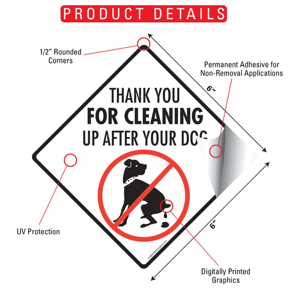Thank You for Cleaning Up Dog Poop Signs or Sticker