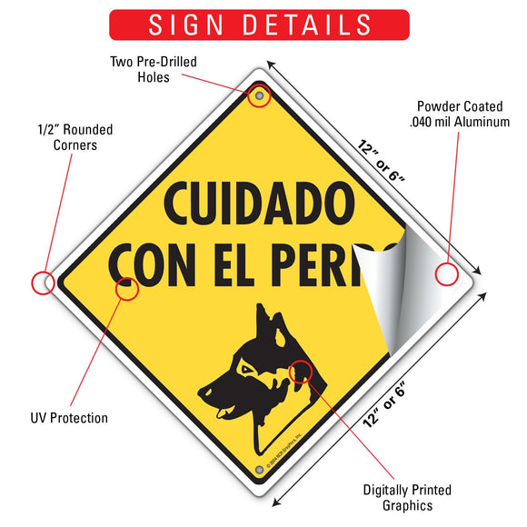 Cuidado Con El Perro (Beware of Dog) Signs or Sticker