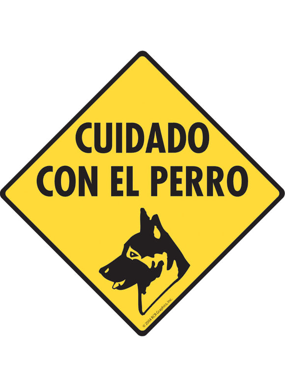 Cuidado Con El Perro (Beware of Dog) Exterior Aluminum Sign or Vinyl Sticker