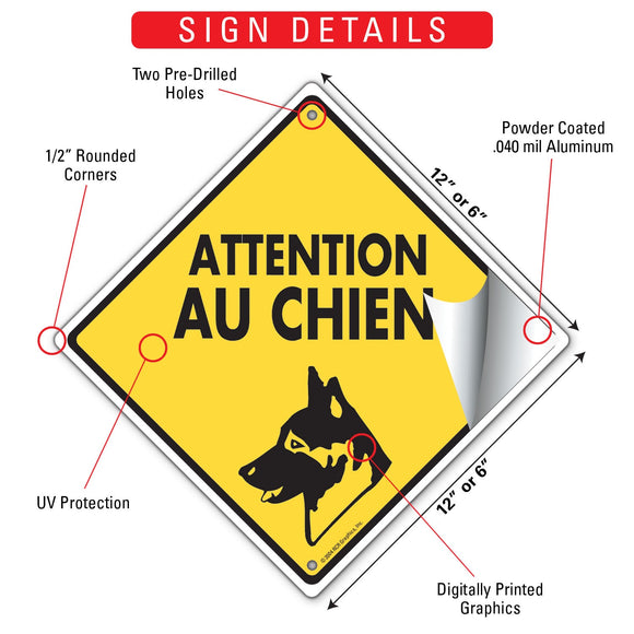 Attention Au Chien (Beware of Dog) Signs or Sticker