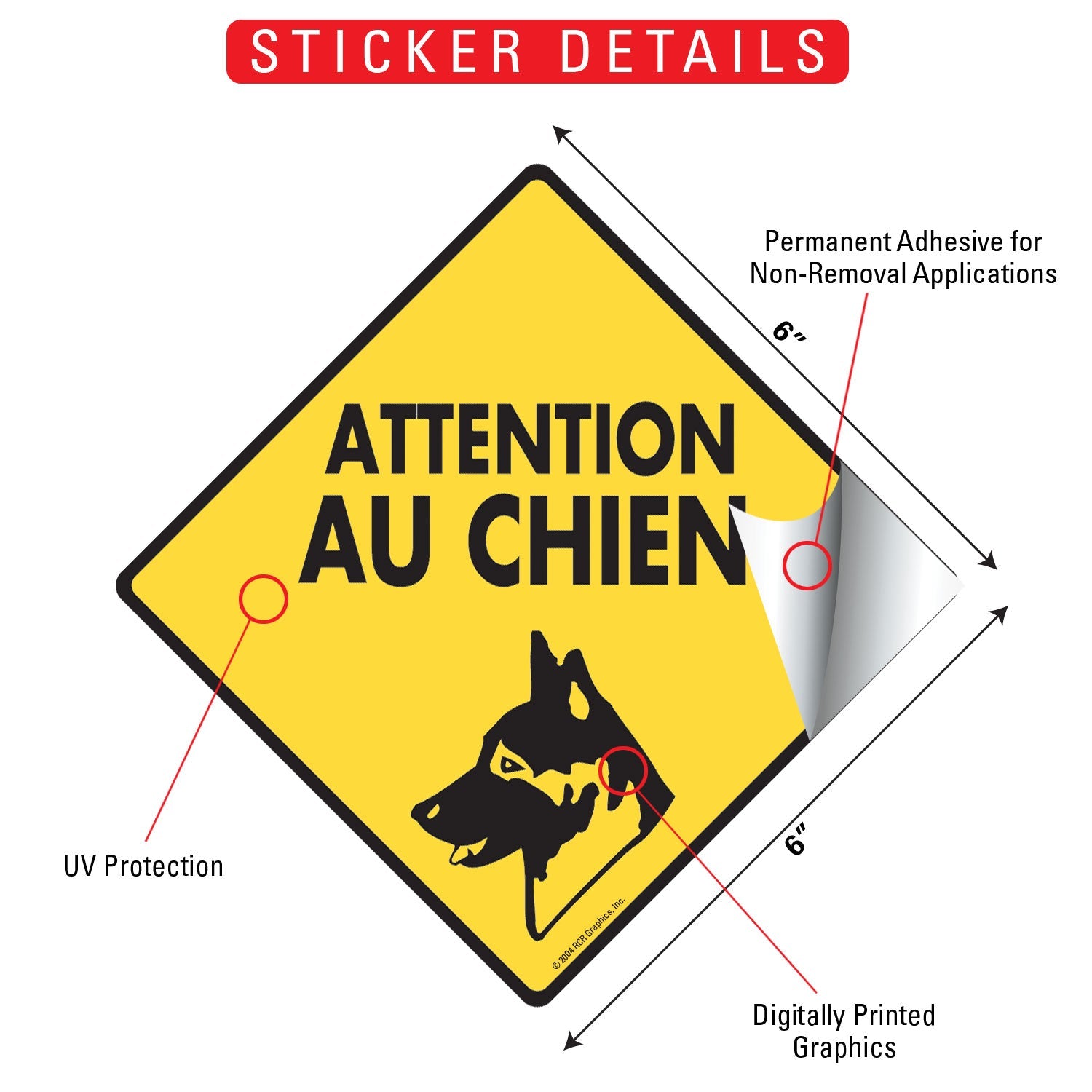 Attention Au Chien (Beware of Dog) Signs or Sticker - 0