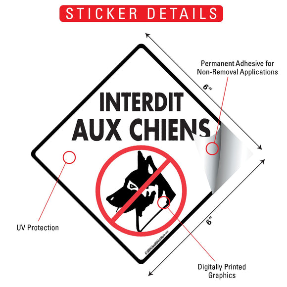 Interdit Aux Chiens (No Dogs Allowed) Signs or Sticker