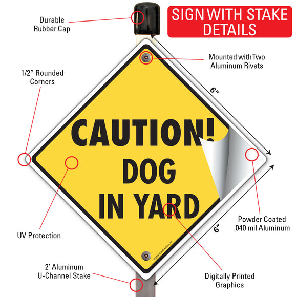Caution! Dog In Yard Signs or Sticker