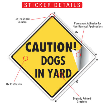 Dogs In Yard Aluminum Sign or Vinyl Sticker - Weatherproof Yard - 0