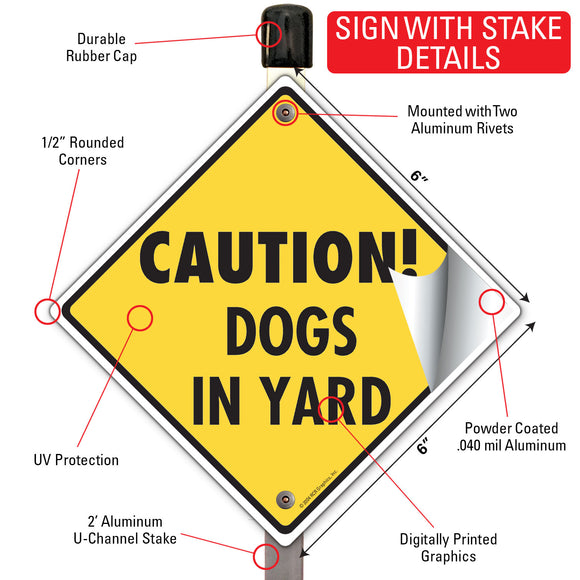 Caution! Dogs In Yard Signs or Sticker