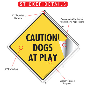 Dogs At Play Aluminum Sign or Vinyl Sticker - Weatherproof Yard - 0