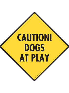 Caution! Dogs at Play Sign or Sticker