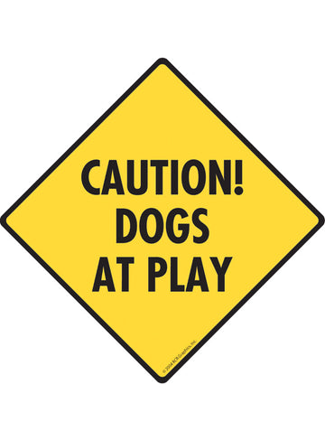 Caution! Dogs at Play Sign or Sticker