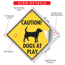 Caution! Dogs At Play With Dog Image Signs or Sticker-3