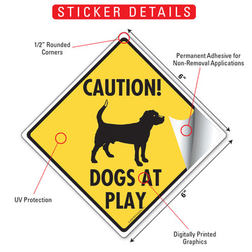 Dogs At Play With Dog Image Aluminum Sign or Vinyl Sticker - Weatherproof Yard - 0