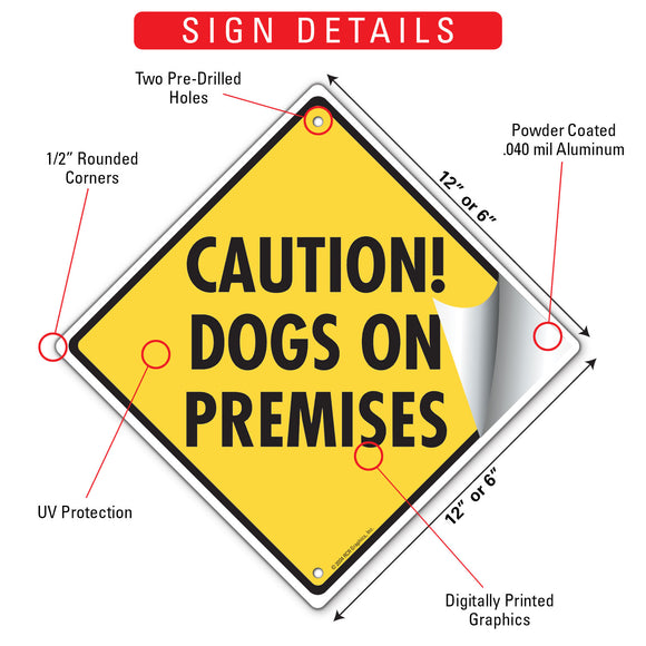 Caution! Dogs On Premises Signs or Sticker