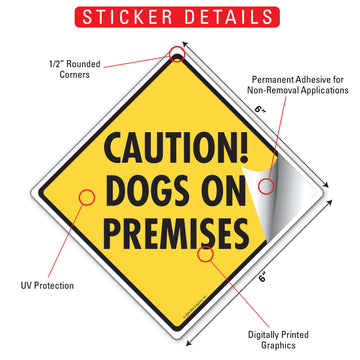 Dogs On Premises Aluminum Sign or Vinyl Sticker - Weatherproof Yard - 0